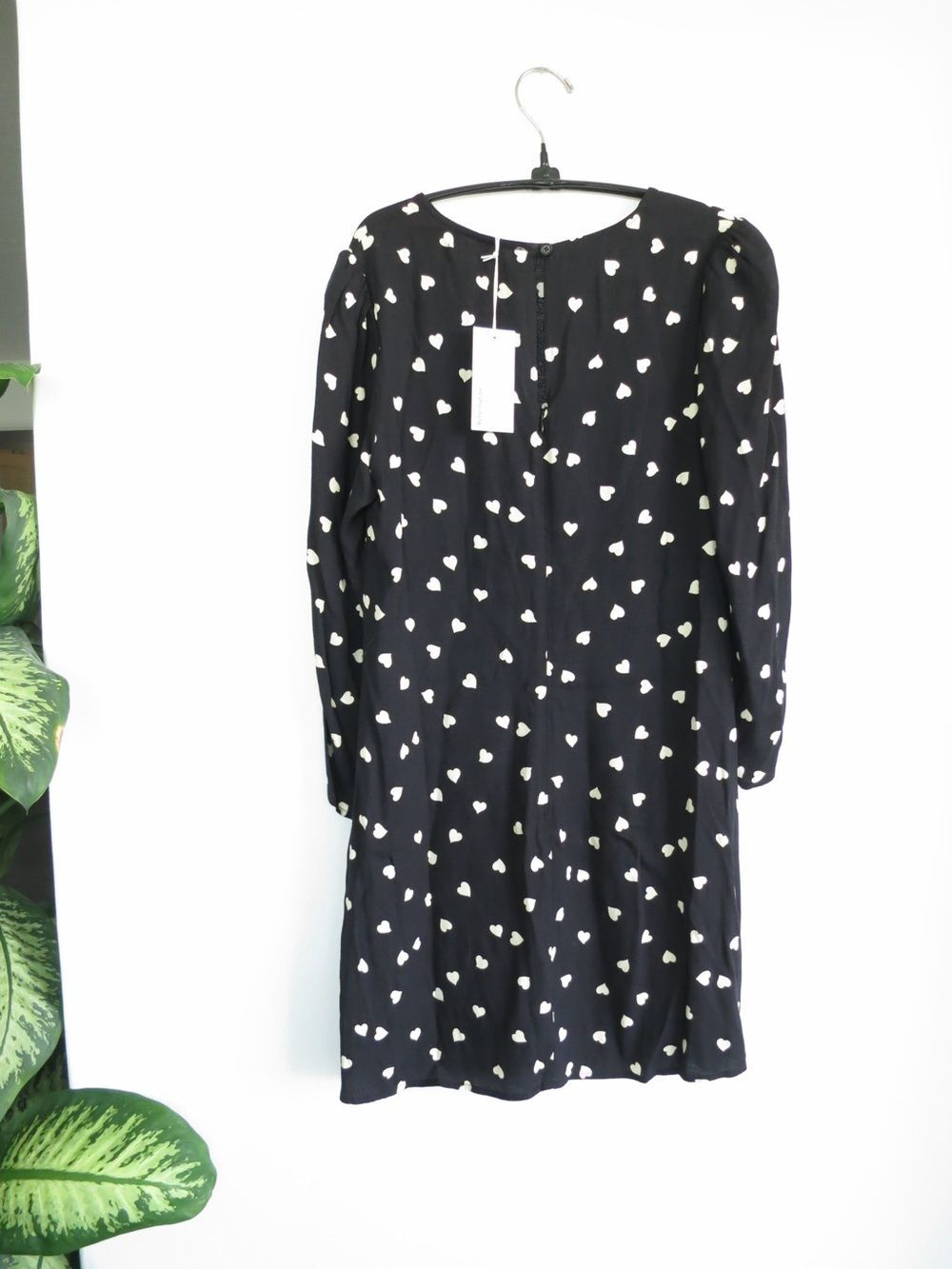 Reformation Brantley Dress Luv It Black Polka Dot Hearts Print Mini Nwt 8 - Picture 5 of 10
